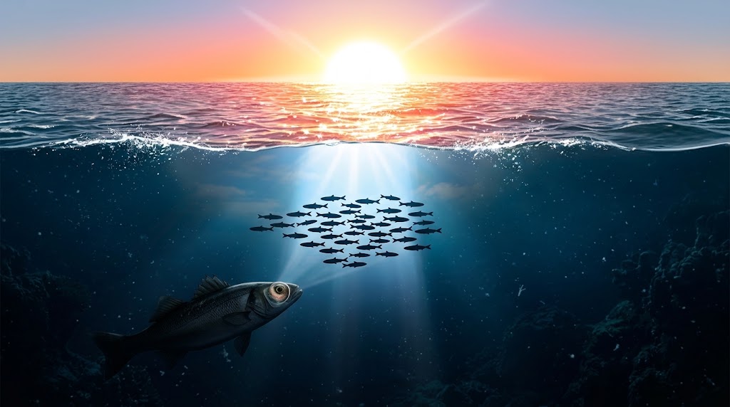 Amanecer vs. atardecer en el mar: cómo la luz y la retina del pez dictan la picada